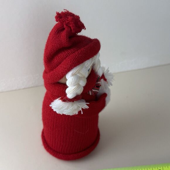 Ljungstroms Vintage Sweden  Christmas Figurine Tomte Wood Felt Girl w Braids - Picture 4 of 7